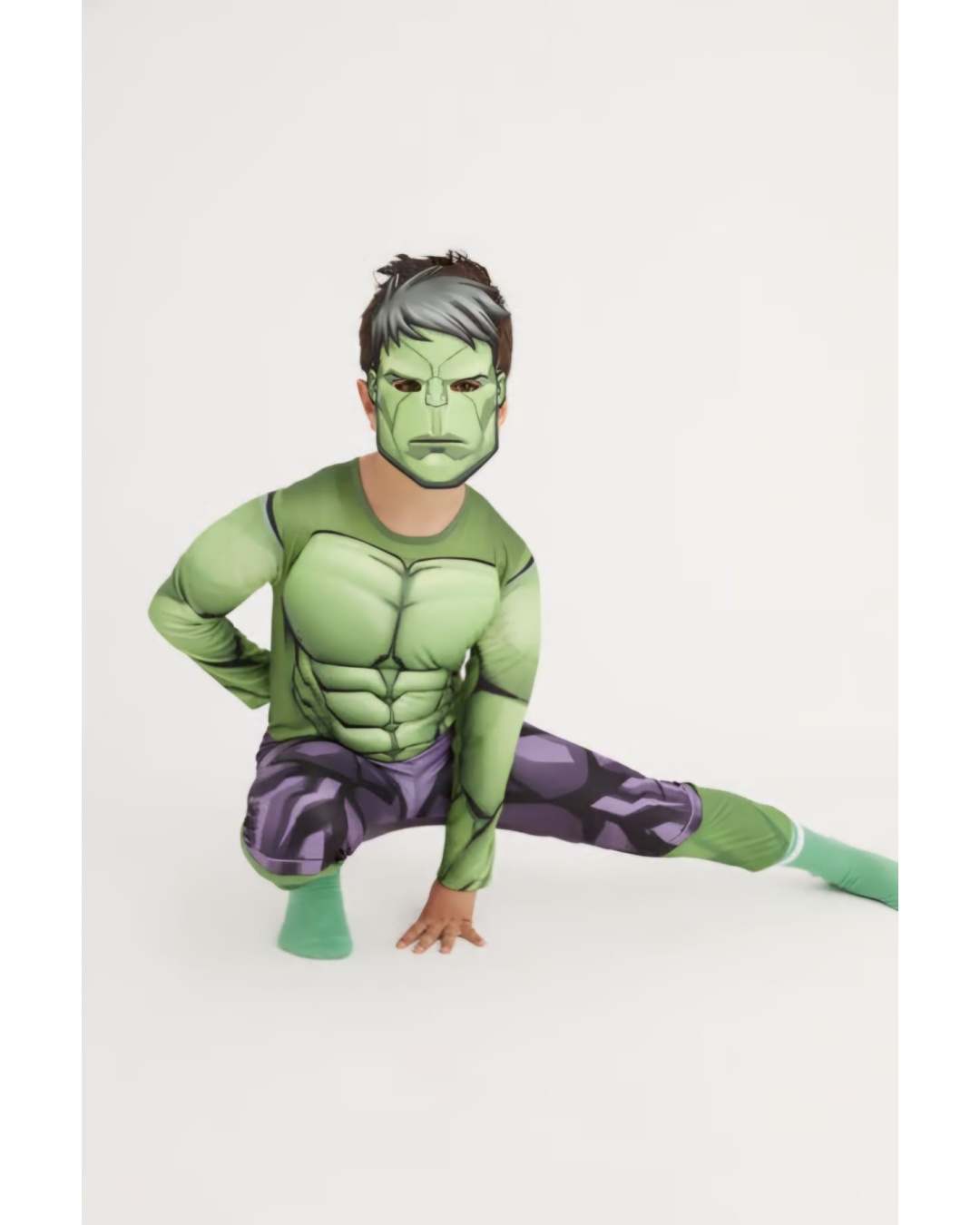 HULK 7-9 Yaş / Disney Marvel Orjinal Lisanslı Kaslı Hulk Kostüm / Yeşil Dev Adam Çocuk Parti Kıyafeti