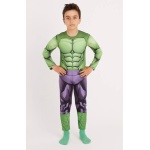 HULK 7-9 Yaş / Disney Marvel Orjinal Lisanslı Kaslı Hulk Kostüm / Yeşil Dev Adam Çocuk Parti Kıyafeti - Görsel 3