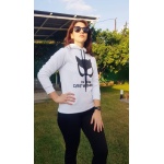 Beyaz Kalın İçi Polarlı Kapüşonlu Normal Kesim Desenli Örme Sweatshirt - Görsel 3