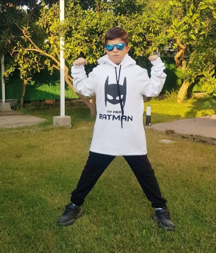 52f40a8d-3e03-4e2d-9460-0984d5d10e30 13-18 Yaş / Erkek Beyaz Kalın İçi Polarlı Kapüşonlu Normal Kesim Desen Sweat - Görsel 1