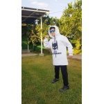 13-18 Yaş / Erkek Beyaz Kalın İçi Polarlı Kapüşonlu Normal Kesim Desen Sweat - Görsel 3