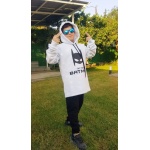 13-18 Yaş / Erkek Beyaz Kalın İçi Polarlı Kapüşonlu Normal Kesim Desen Sweat - Görsel 2
